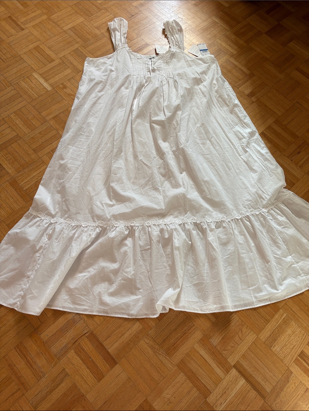 Eileen West White Cotton Maxi Skirt nightgown with Ruffle Hem